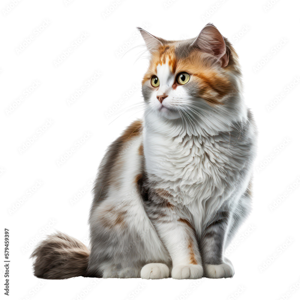 Obraz premium Cat isolated on white, transparent background, PNG, generative ai 