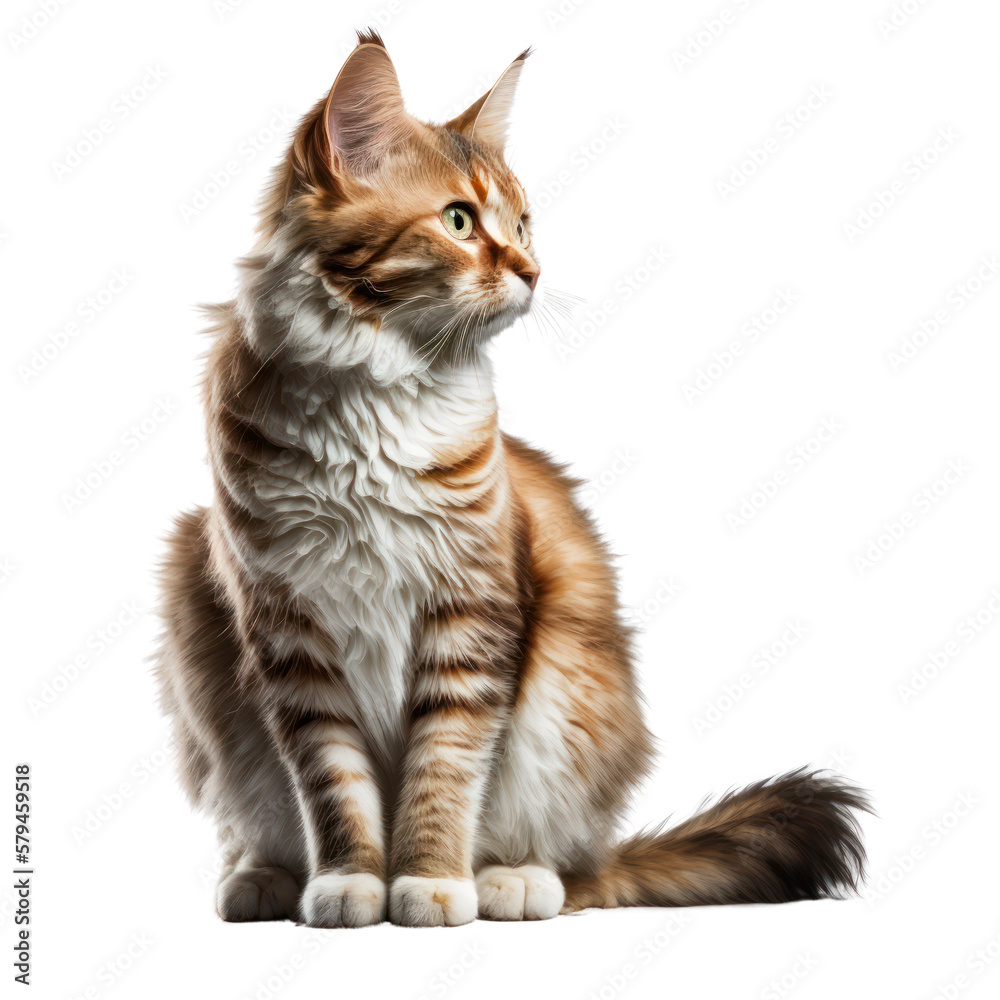 Cat isolated on white, transparent background, PNG, generative ai
