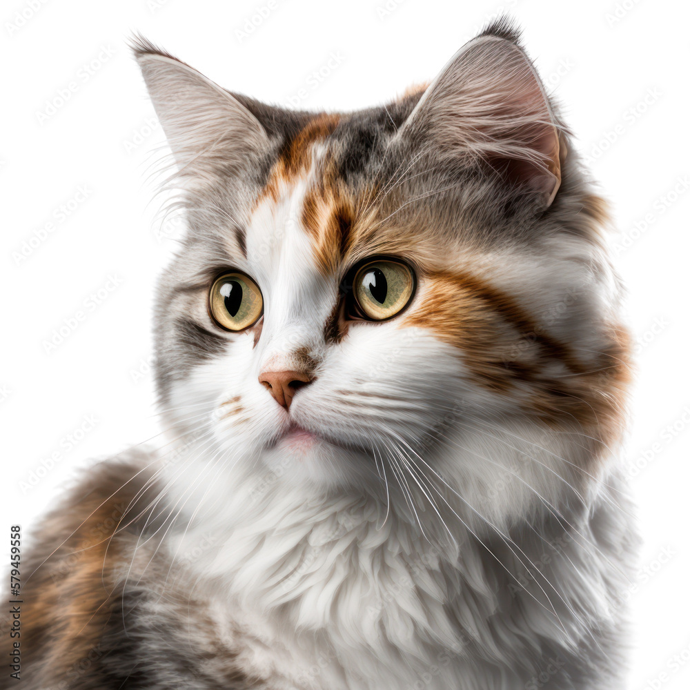 Cat isolated on white, transparent background, PNG, generative ai
