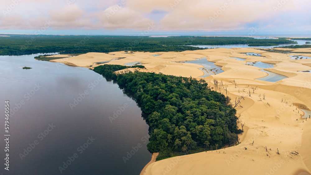 Αυτοκόλλητο Rio Dunas Praia Lagoas Pequenos Lençóis Paisagem Barreirinhas Vilarejo Caburé Ma
