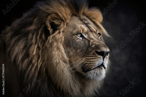 Wild Animal Lion Portrait. Illustration Generative AI