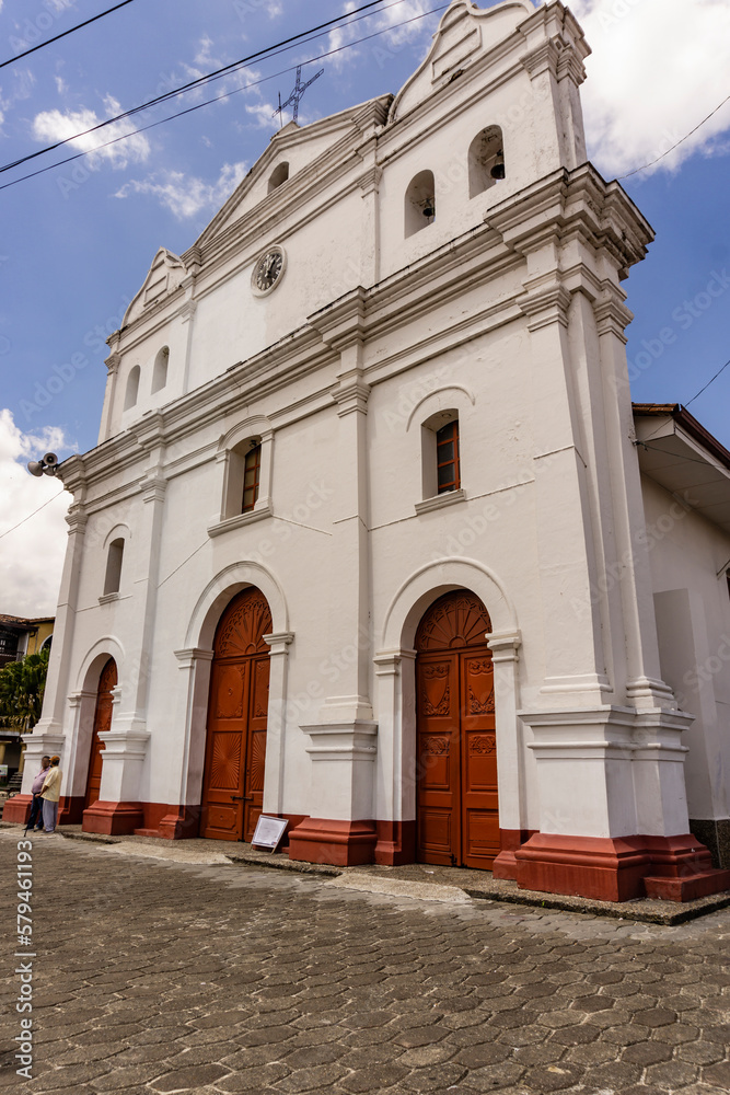 historic traditional church in colombian andean town