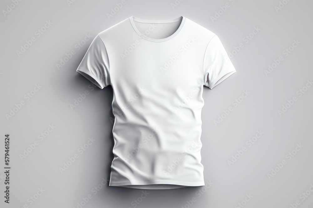 mockup. White T-shirt on a white background. AI generative. mockup. White T-shirt on a white background. AI generative.