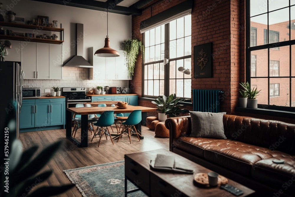 Loft Apartment Interior in Industrial Style - Elevate Your Living Space ... - Loft Apartment Industrial Style Seating Area