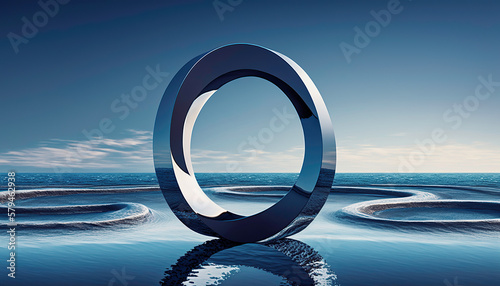 3D Panoramic Seascape Wallpaper with Abstract Minimalist Design Futuristic Zen | AI Generated 