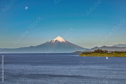 Volcano Osorno at Llanquihue Lake  Chile 