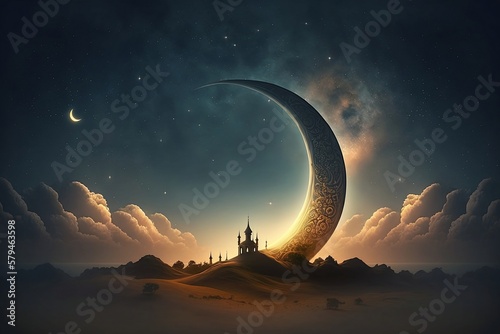 Tableau sur toile ramadan crescent moon