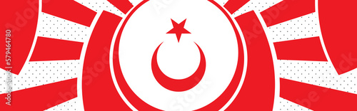 Red Moon star icon and tulip, sun patterns. Turkish patterns in vector illustration.