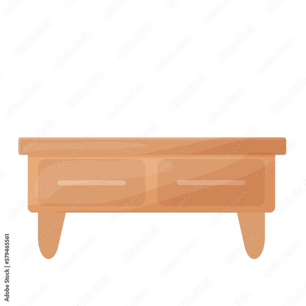 Wooden nightstand in cartoon style. Flat vector illustration of residential or office furniture. Convenient nightstand for the bedroom.
