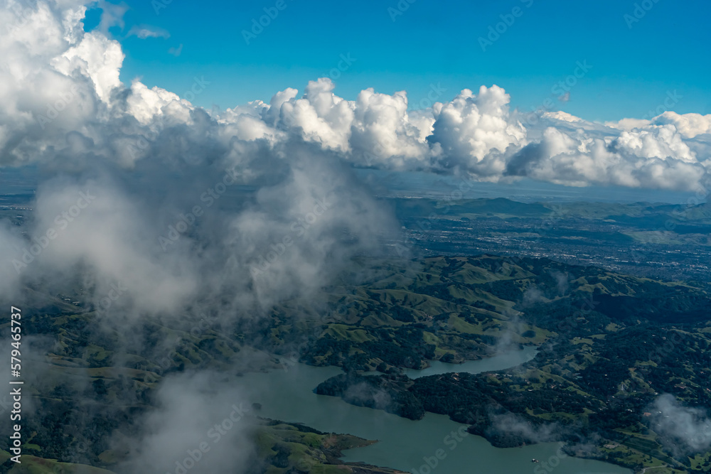 Aerial View of Oakland, CA and the Surrounding Area near Lake Merritt