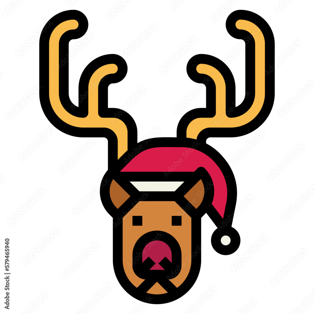 reindeer filled outline icon style reindeer filled outline icon style