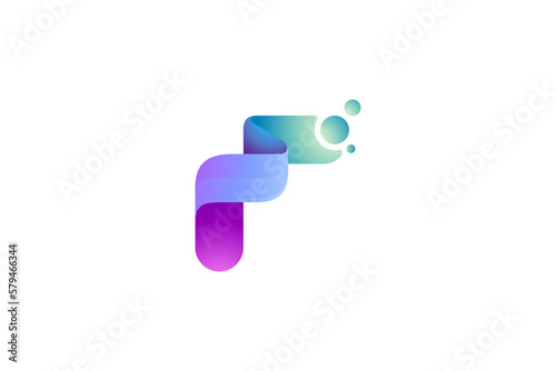 f letter logo with fluid bubble shape