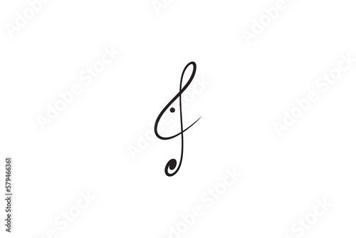 musical note design logo with rabbit shape in unique design style