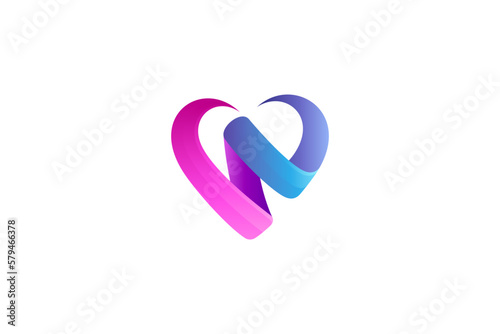 heart letter w logo design with gradient colors