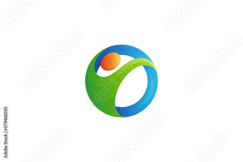 simple people logo design in circle shape