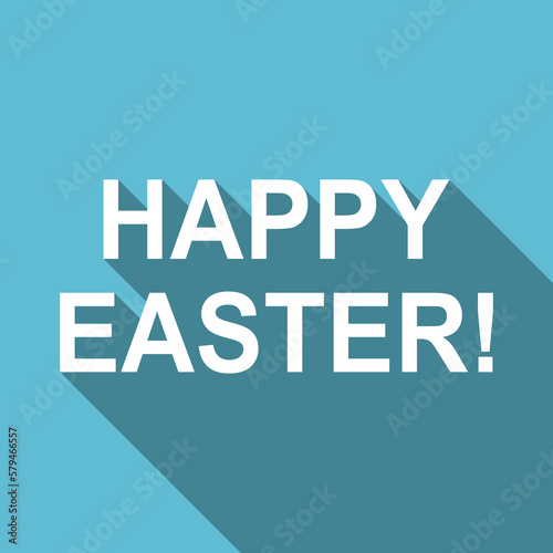 Happy Easter vector illustration, flat design vector icon, blue greeting card