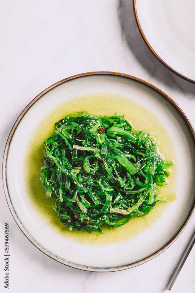 Seaweed Salad is Super Healthy and Nutritious Snack with sesame seeds, dietary supplement, superfood of the sea, Green Chuka or Algae Seaweed Salad is Super Healthy and Nutritious Snack with sesame seeds, dietary supplement, superfood of the sea, Green Chuka or Algae