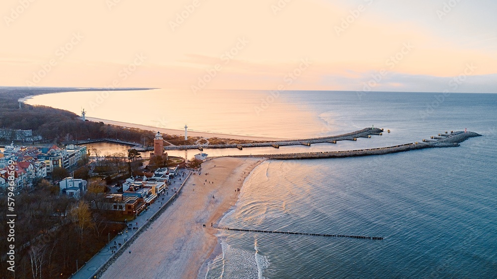 Harbour and lighthouse in Kolobrzeg.