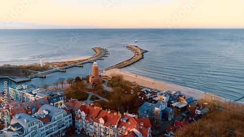 Harbour and lighthouse in Kolobrzeg.