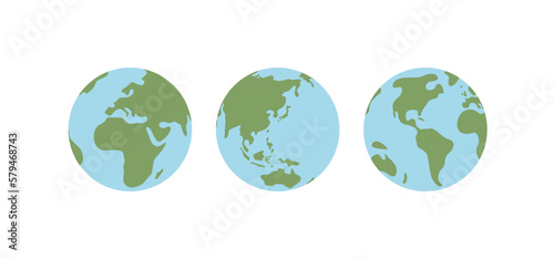 Globe world map. Planet earth flat vector illustration. Doodle map with continents and oceans.