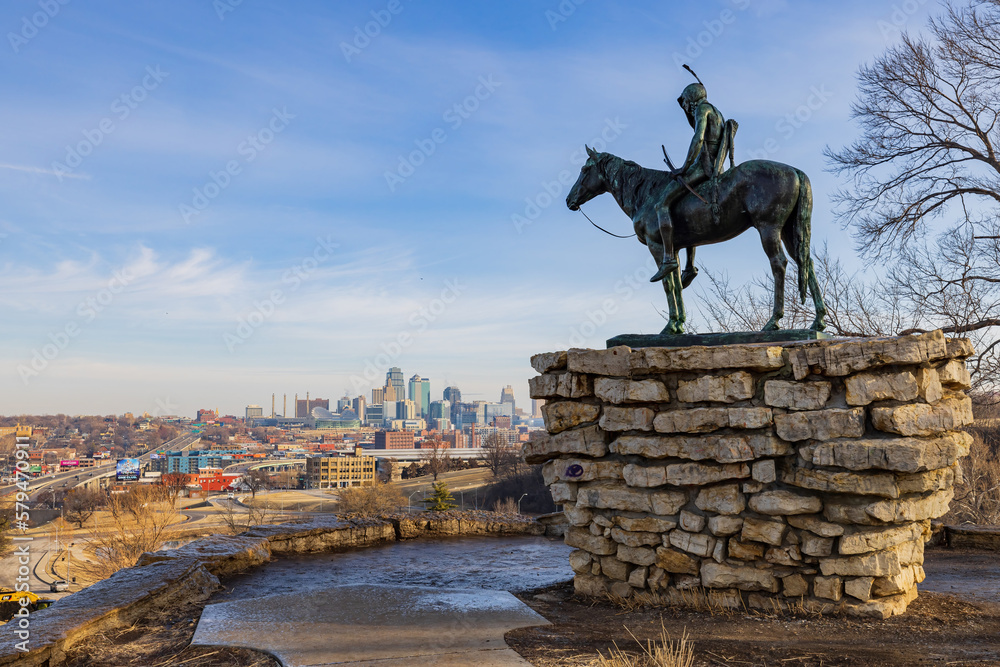Sunny view of the Kansas City Cityscape from Penn Valley Park