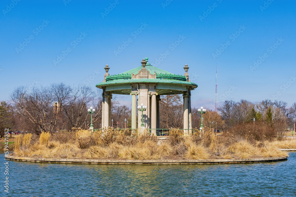 Sunny view of the Nathan Frank Bandstand in Pagoda Lake