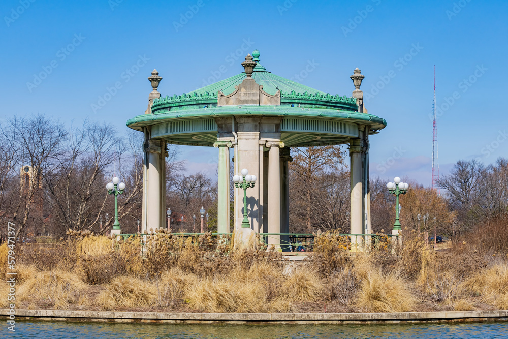 Sunny view of the Nathan Frank Bandstand in Pagoda Lake