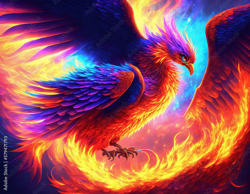 Fototapeta premium Phoenix flying in the sky. Generative AI