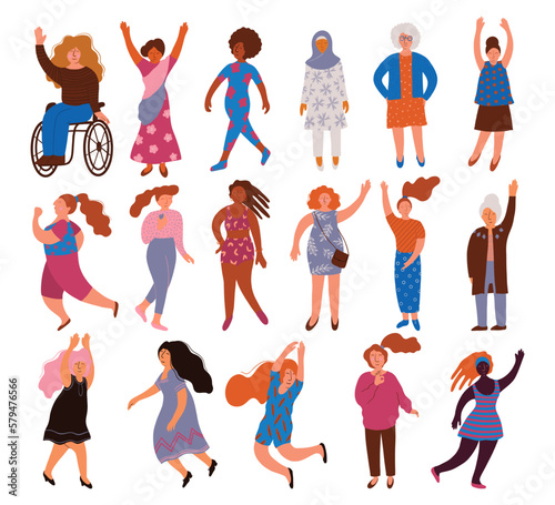 Different Woman of Various Nationality and Appearance Big Vector Set