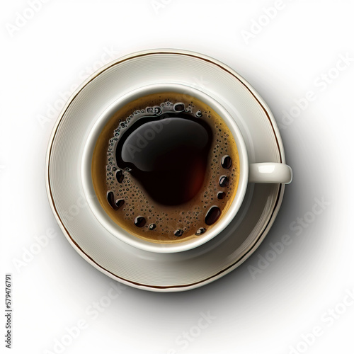  Coffee Cup with Whipped Cream Illustration on White Background created with Generative AI technology