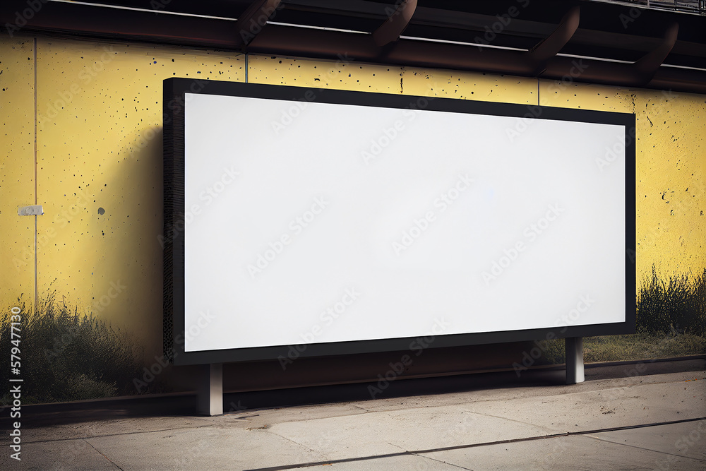 Blank mock up for outdoor advertising poster. Billboard on the street. Showcase window in a city. Template for your image. Generative Ai. Blank mock up for outdoor advertising poster. Billboard on the street. Showcase window in a city. Template for your image. Generative Ai.