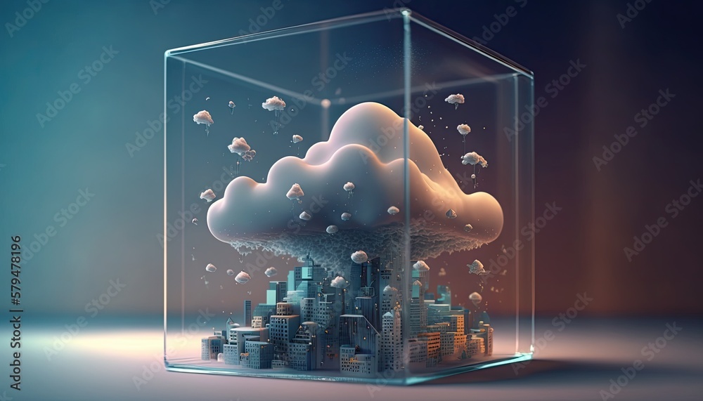 Obraz premium Cloud computing technology concept. Futuristic illustration. AI generated 