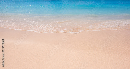 Nature landscape view of beautiful tropical beach and sea in sunny day. Beach sea space area 