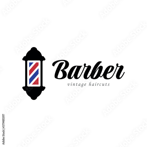 Barbershop simple minimalist logo design with elegant ornament