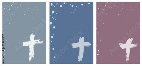 Set abstract background with christian religious cross
