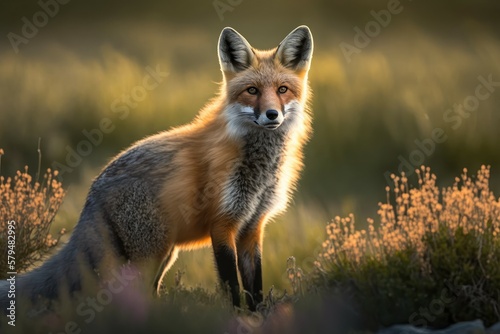 Portrait of a cute beautiful fox, selective focus. AI generated, human enhanced