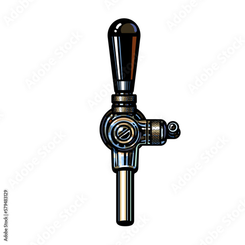Beer tap front view. Hand drawn vector illustration isolated on white background.