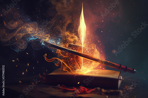 Obraz na płótnie Magic wand in process of casting spell