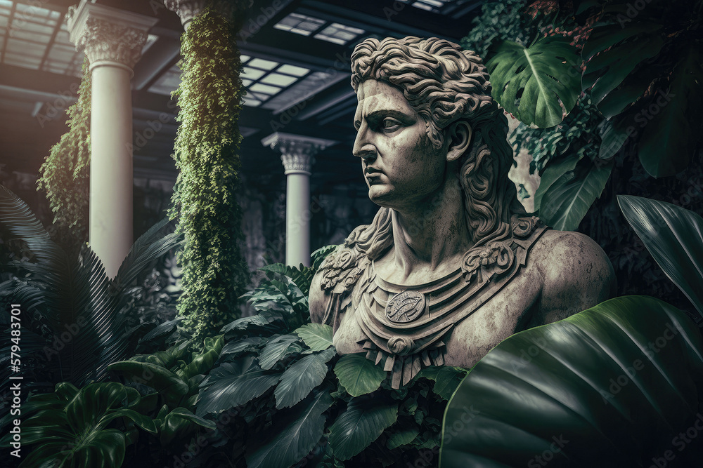 Alexander the Great Statue Standing Tall Among the Hanging Gardens of ...