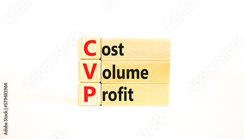 CVP cost volume profit symbol. Concept words CVP cost volume profit on wooden blocks on a beautiful white table white background. Business and CVP cost volume profit concept. Copy space.