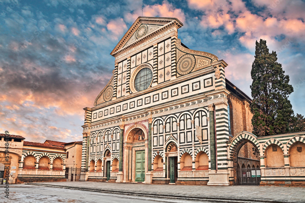 Florence, Tuscany, Italy: the ancient church Basilica of Santa Maria Novella, wonderful example of Italian art and architecture in renaissance and gothic style
