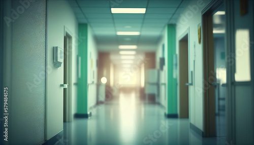 De-focused hospital and clinic interior background, blurred background, Generative AI © drizzlingstarsstudio