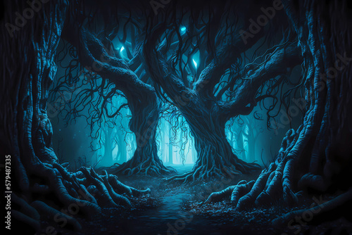 Scary dark fantasy forest, Generative AI   © Alcuin