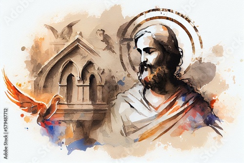 Religious Artistry, watercolor style. Generative AI photo