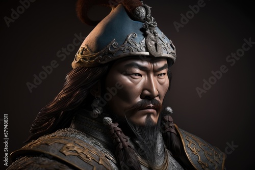 Genghis Khan, the Fierce and Mighty Conqueror, Leader of the Mongol Empire. Generative AI