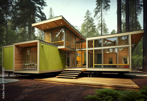 Tiny house, lovely tiny home living concept. Modern architecture, urban, green and environmental. © MrnSailor