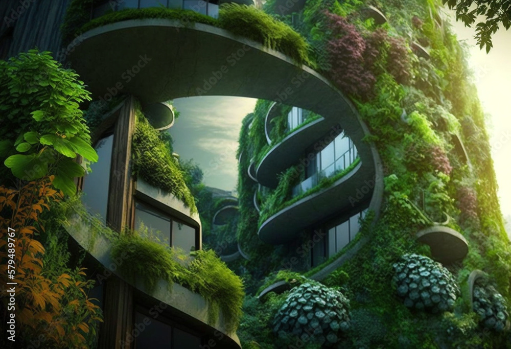 AiGenerated Render of a Modern, Sustainable, EcoFriendly Vertical