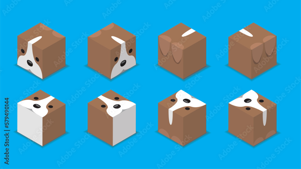 Fototapeta premium Animal Dice 3D Character Animal Greyhound Dog Cartoon Vector