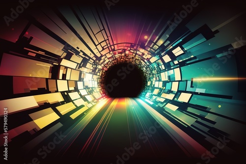 Technology Abstract Tunnel Background, generative AI.