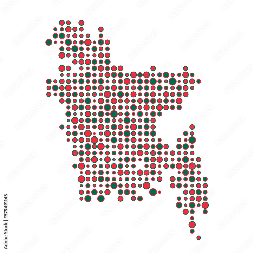 Bangladesh Silhouette Pixelated pattern map illustration